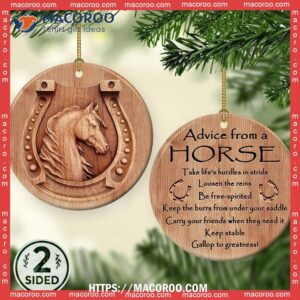 Horse Couple Love Butterfly Circle Ceramic Ornament, White Horse Ornament