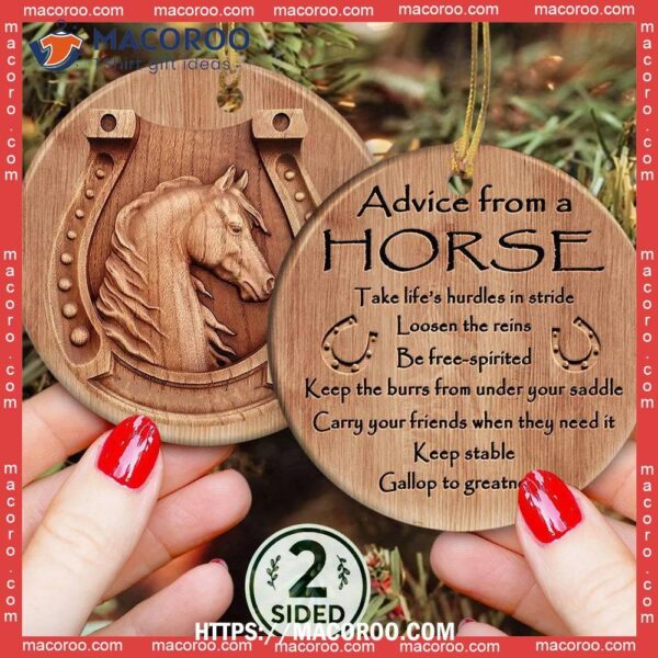 Horse Advice Keep Stable Circle Ceramic Ornament, Custom Horse Ornaments
