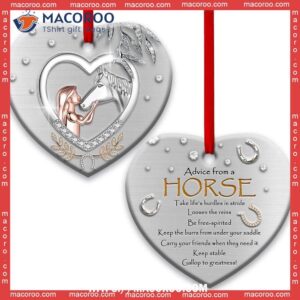 Horse Faith Girl Run On Jesus Metal Ornament, Horse Christmas Ornaments