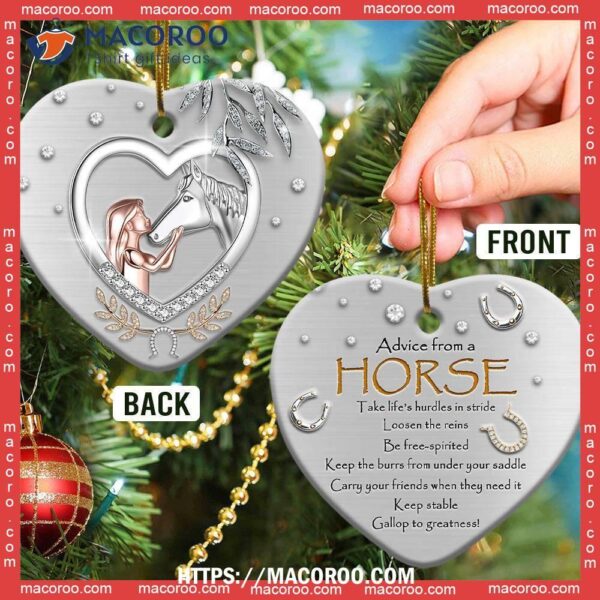 Horse Advice Lover Style Heart Ceramic Ornament, Horse Ornaments For Christmas Tree