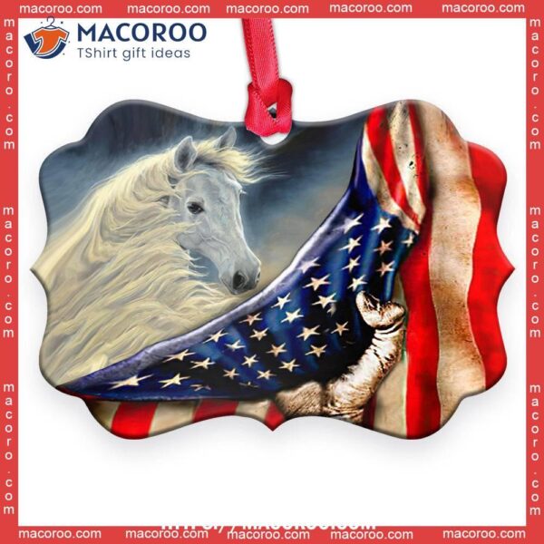 Horse American Patriot Style Metal Ornament, Rocking Horse Ornament