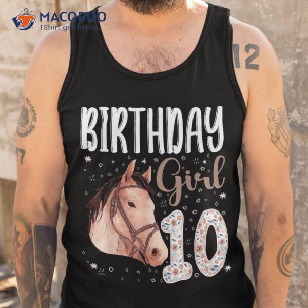 Horse Animal Lovers 10th Birthday Girl B-day 10 Year Old Shirt