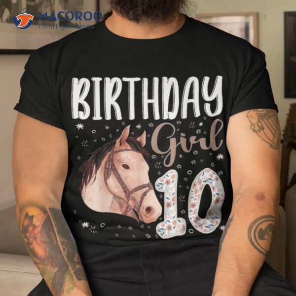 Horse Animal Lovers 10th Birthday Girl B-day 10 Year Old Shirt