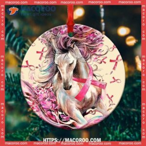 horse breast cancer lover circle ceramic ornament horse ornaments for christmas tree 0