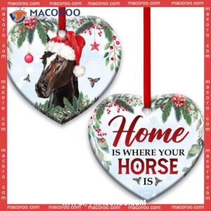Horse Merry Christmas Lover Circle Ceramic Ornament, Rocking Horse Ornament