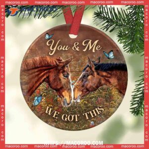 horse couple you and me butterfly circle ceramic ornament ceramic horse ornaments 0