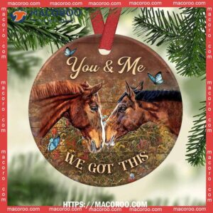 horse couple you and me butterfly circle ceramic ornament ceramic horse ornaments 2