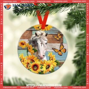 horse faith love sunflower circle ceramic ornament white horse ornament 1