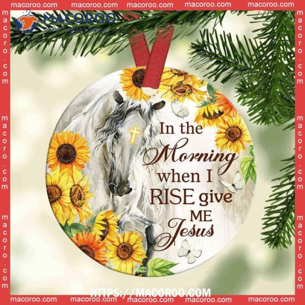 Horse Faith So Cool Circle Ceramic Ornament, Ceramic Horse Ornaments