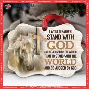 Horse Faith Stand With God Metal Ornament, Horse Ornaments For Christmas Tree