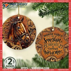 Horse Girls Are Sunshine Circle Ceramic Ornament, Custom Horse Ornaments