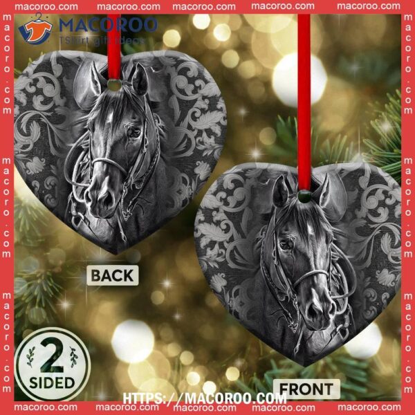 Horse In Strong Life Heart Ceramic Ornament, Horse Ornaments For Christmas Tree