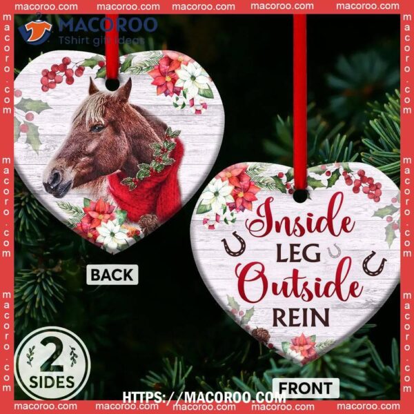 Horse Inside Leg Outside Rein Heart Ceramic Ornament, Dala Horse Ornament