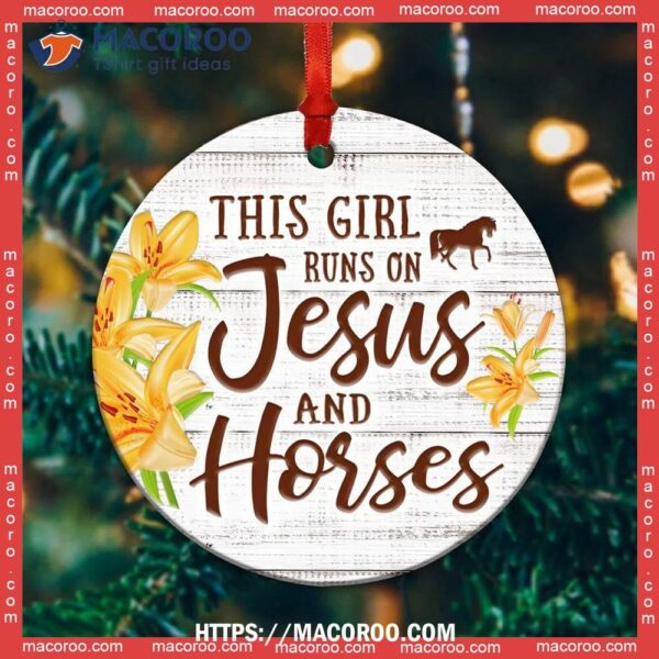 Horse Jesus This Girl Like It Circle Ceramic Ornament, Rocking Horse Ornament