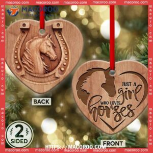 Horse Lover Wood Style Circle Ceramic Ornament, Personalized Horse Ornaments