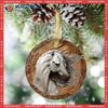 Horse Leather So Cool Circle Ceramic Ornament, White Horse Ornament