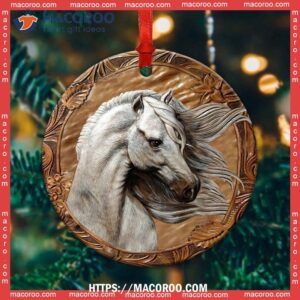 horse leather so cool circle ornament white horse ornament 2