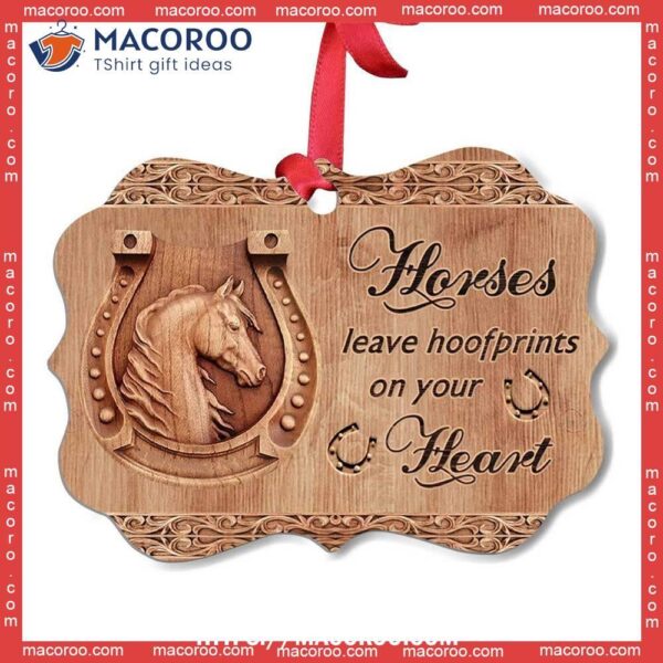 Horse Leave Hoofprint On Your Heart Metal Ornament, Horse Ornaments For Christmas Tree