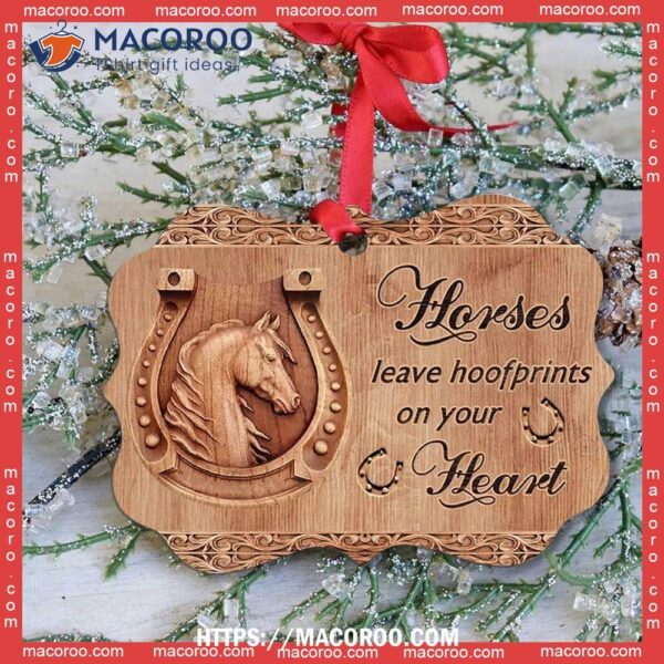 Horse Leave Hoofprint On Your Heart Metal Ornament, Horse Ornaments For Christmas Tree