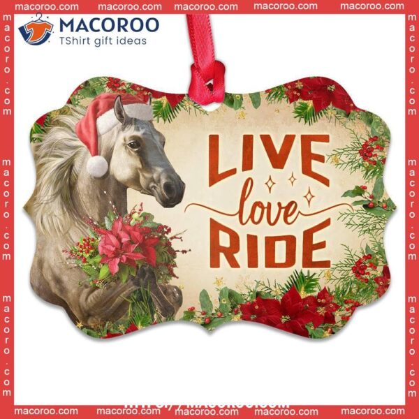 Horse Live Love Ride Metal Ornament, Horse Ornaments For Christmas Tree