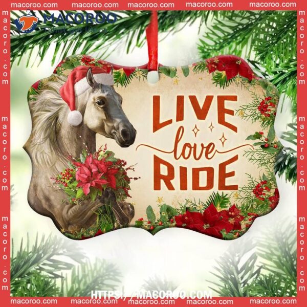 Horse Live Love Ride Metal Ornament, Horse Ornaments For Christmas Tree