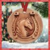 Horse Love Vintage Style Circle Ceramic Ornament, Horse Ornaments For Christmas Tree