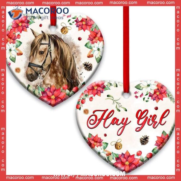 Horse Lover Hay Girl Heart Ceramic Ornament, Ceramic Horse Ornaments