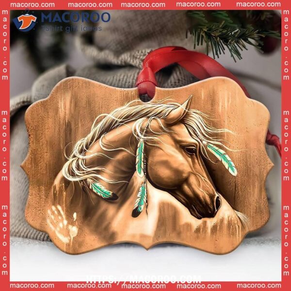 Horse Native American Cool Metal Ornament, White Horse Ornament