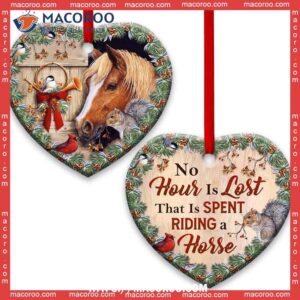 horse no hour is lost that spent riding a heart ceramic ornament rocking horse ornament 0