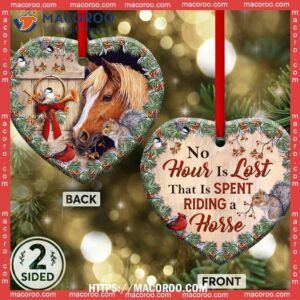horse no hour is lost that spent riding a heart ceramic ornament rocking horse ornament 2