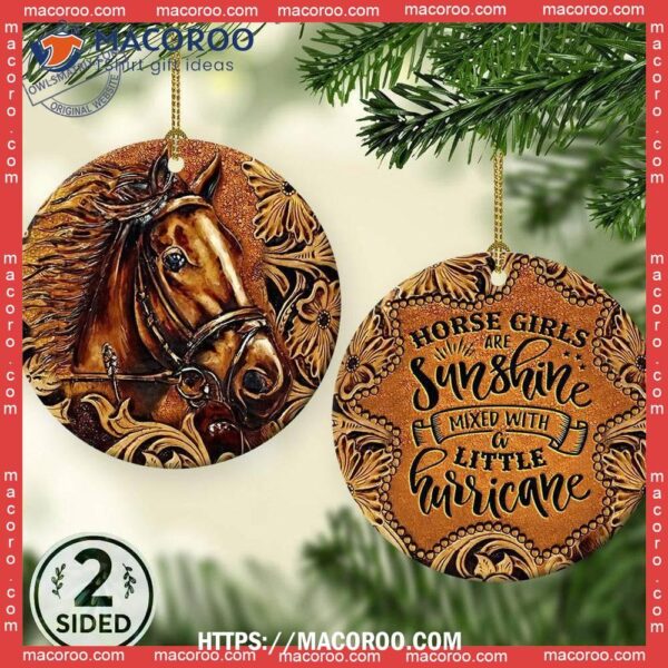 Horse Smile With His Life Circle Ceramic Ornament, Horse Christmas Ornaments