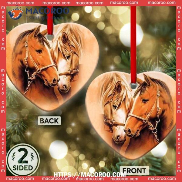 Horse So Basic Cool Heart Ceramic Ornament, White Horse Ornament
