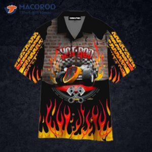 Hot Rod Racing, Fiery Race Track, Hawaiian Shirts