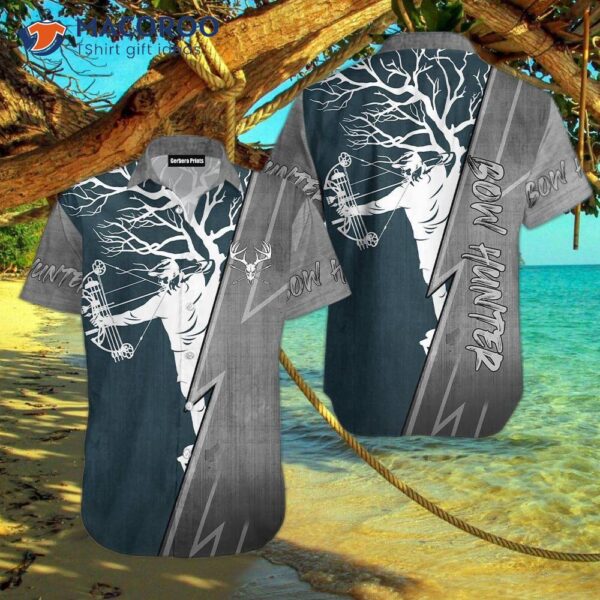 Human Archer Bow Hunter Gray And Blue Hawaiian Shirts