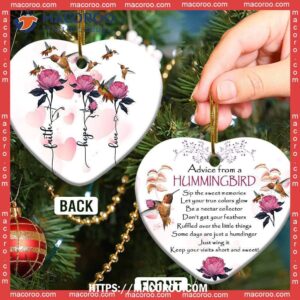 Hummingbird Colorful Love Forest Heart Ceramic Ornament, Hallmark Hummingbird Ornaments