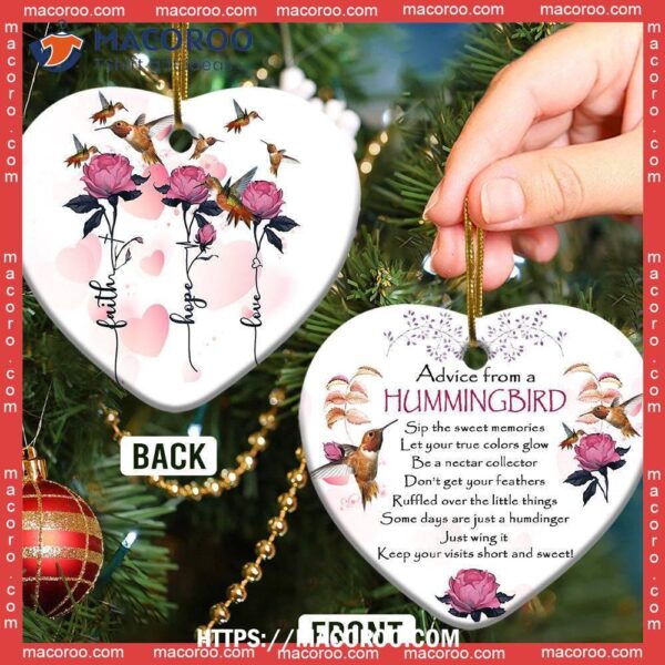 Hummingbird Advice Faith Hope Love Heart Ceramic Ornament, Diy Hummingbird Ornament