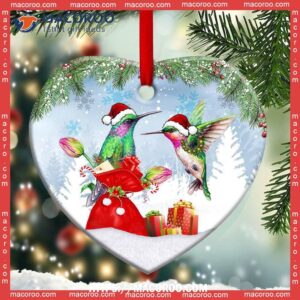 Hummingbird Christmas Give You A Gift Heart Ceramic Ornament, Metal Hummingbird Ornament
