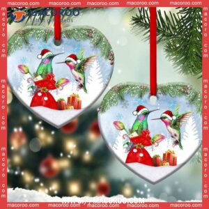 hummingbird christmas give you a gift heart ceramic ornament metal hummingbird ornament 3