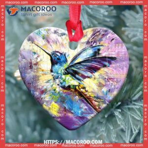 Hummingbird Colorful Love Forest Heart Ceramic Ornament, Hallmark Hummingbird Ornaments