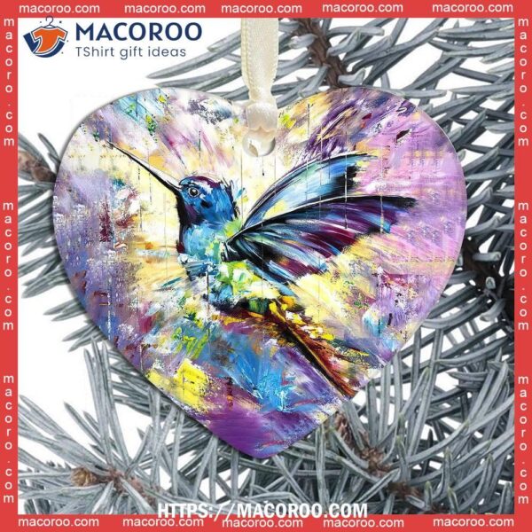 Hummingbird Colorful Love Forest Heart Ceramic Ornament, Hallmark Hummingbird Ornaments