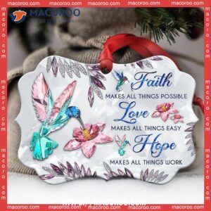 Hummingbird Faith Hope Love Metal Ornament, Hummingbird Decorations