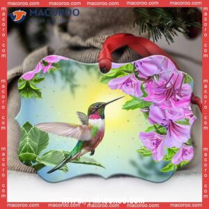 Hummingbird Florals Love Flower Metal Ornament, Hummingbird Xmas Ornaments