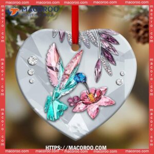 hummingbird love flower crystal style heart ceramic ornament hummingbird xmas ornaments 2