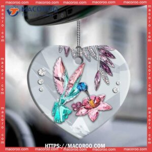 hummingbird love flower crystal style heart ceramic ornament hummingbird xmas ornaments 3
