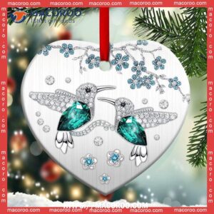 Hummingbird Love Jewelry Style Heart Ceramic Ornament, Metal Hummingbird Ornament