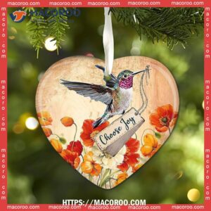 Hummingbird Lover Choose Joy Heart Ceramic Ornament, Hummingbird Xmas Ornaments