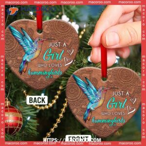 hummingbird mandala leather style heart ceramic ornament hummingbird christmas ornament 2