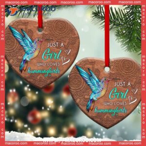 hummingbird mandala leather style heart ceramic ornament hummingbird christmas ornament 3