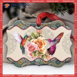 Hummingbird Mandala Love His Life Metal Ornament, Hummingbird Xmas Ornaments