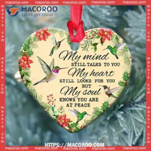 Hummingbird Memorial Classic Style Heart Ceramic Ornament, Christmas Ornament Hummingbird